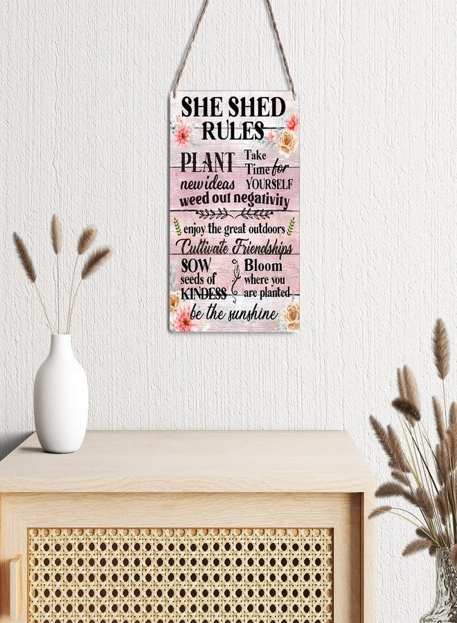 GUDIAO Farmhouse Garden Wooden Sign Wall Decor Rustic She Shed Rules Plant New Ideas Wood Plaque Hanging Sign Decoration for Home Door Outdoor 8"x10" - Image 3